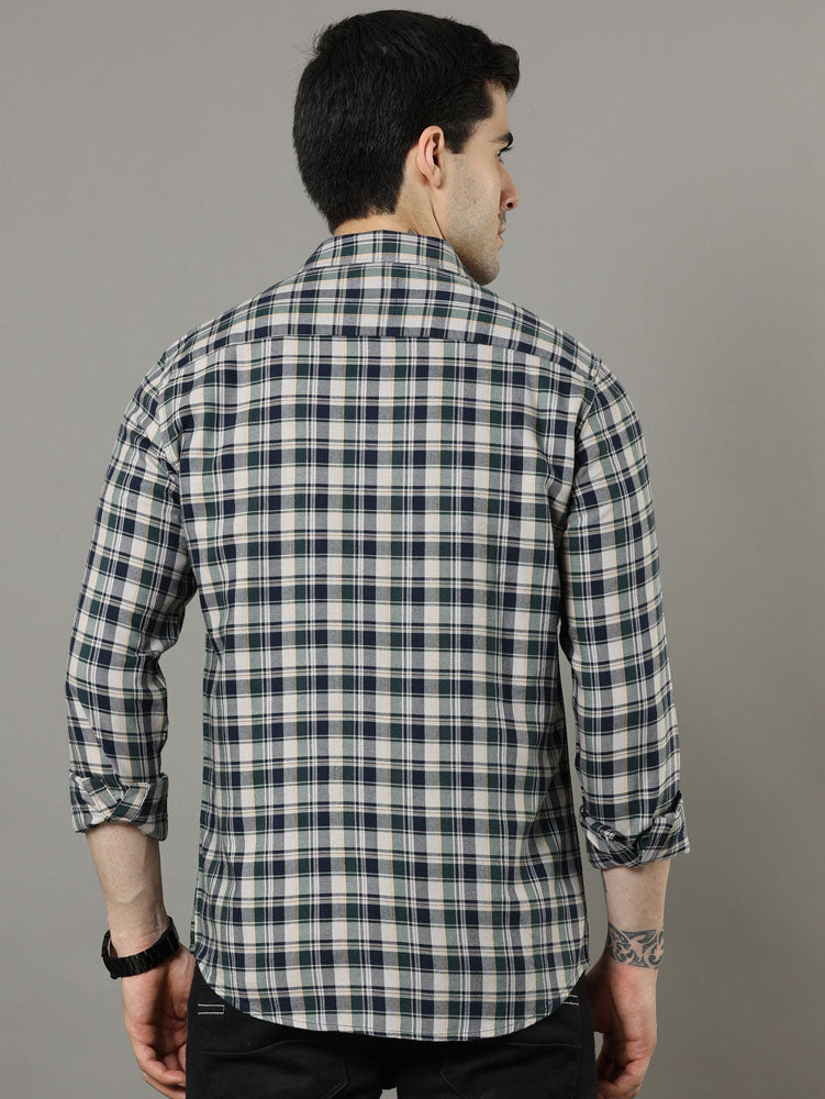 Cross Flap Green Check Shirt Checks Shirt Bushirt