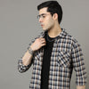 Cross Flap Brown Check Shirt Checks Shirt Bushirt
