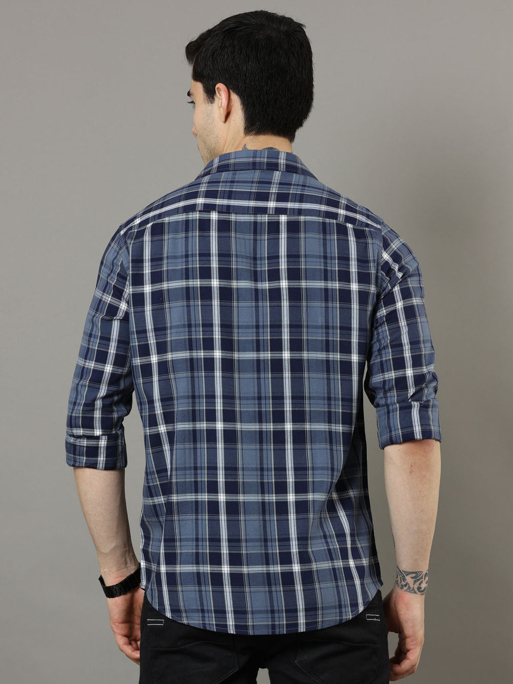 Cross Flap Light Blue Check Shirt Checks Shirt Bushirt