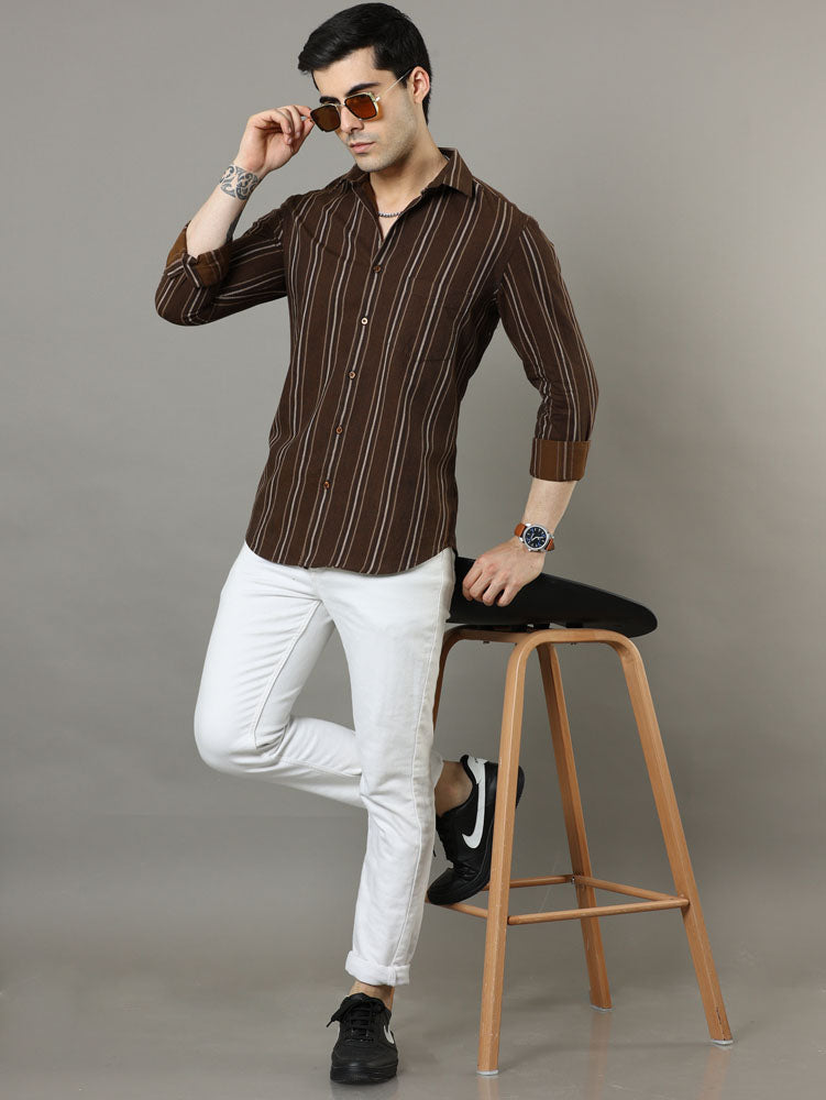Brown Strips Shirt Strips Shirt Bushirt