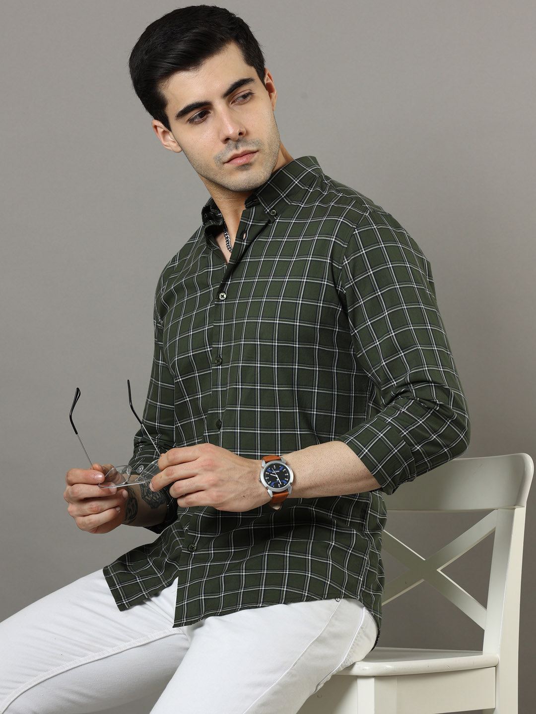 Imperial Green Checks Shirt Checks Shirt Bushirt