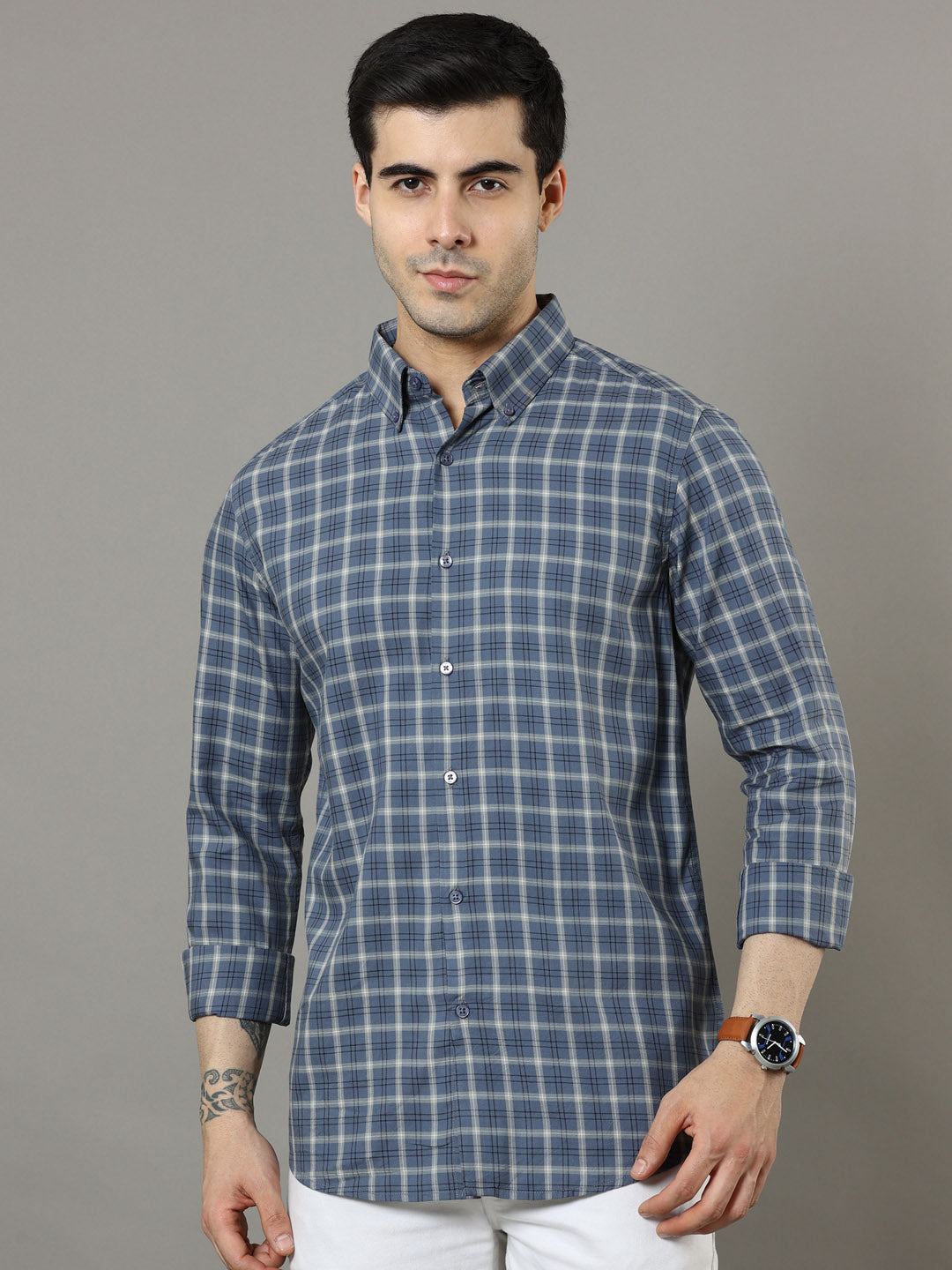 Imperial Blue Checks Shirt Checks Shirt Bushirt