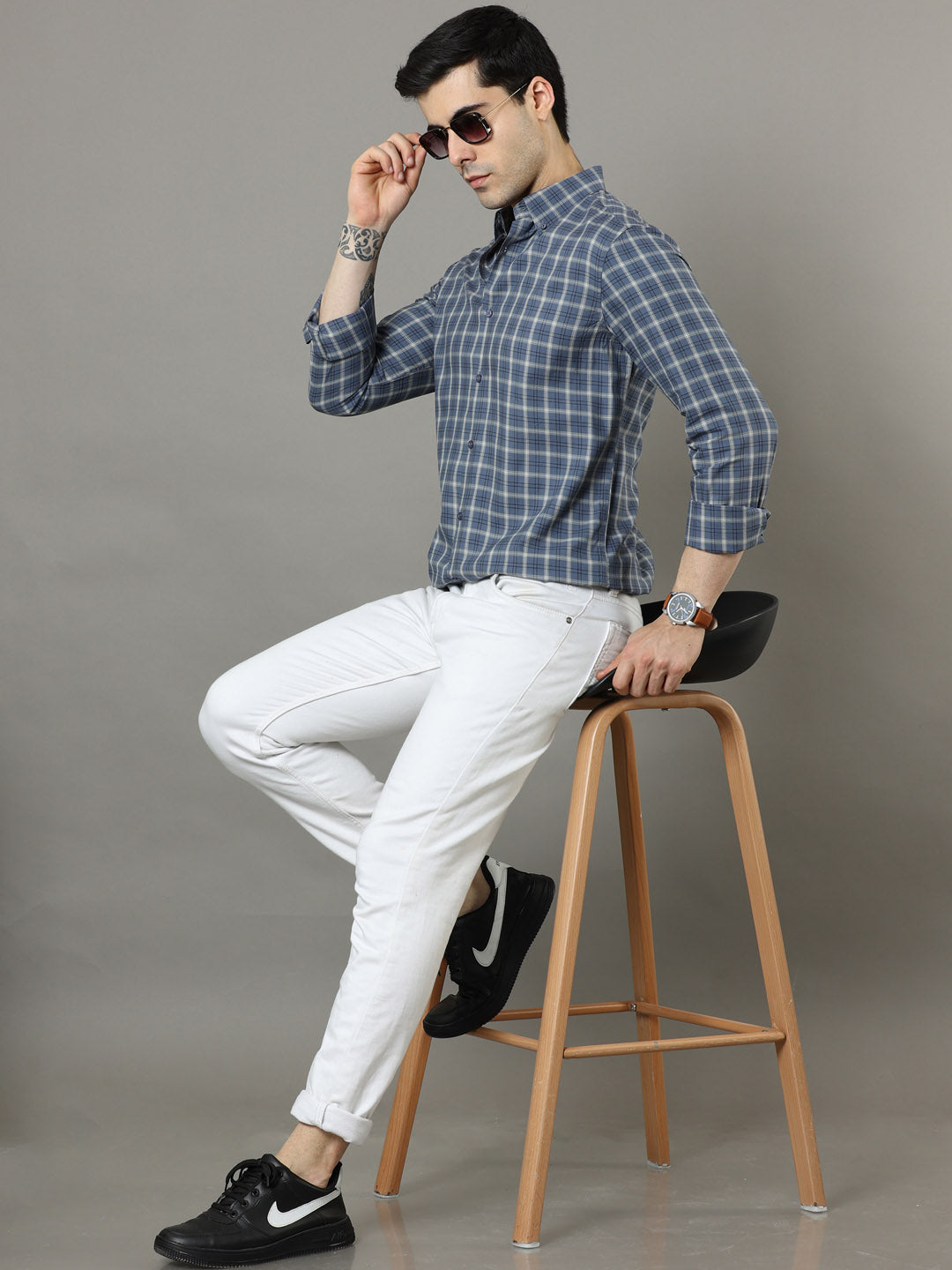 Imperial Blue Checks Shirt Checks Shirt Bushirt