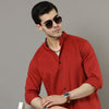 Mao Collar Crimson Solid Shirt Solid Shirt Bushirt