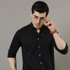 Mao Collar Black Solid Shirt Solid Shirt Bushirt