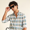 Blue Regular Fit Check Shirt Checks Shirt Bushirt S