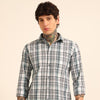 Stone Grey Regular Fit Check Shirt Checks Shirt Bushirt