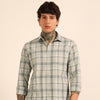Light Grey Regular Fit Check Shirt Checks Shirt Bushirt