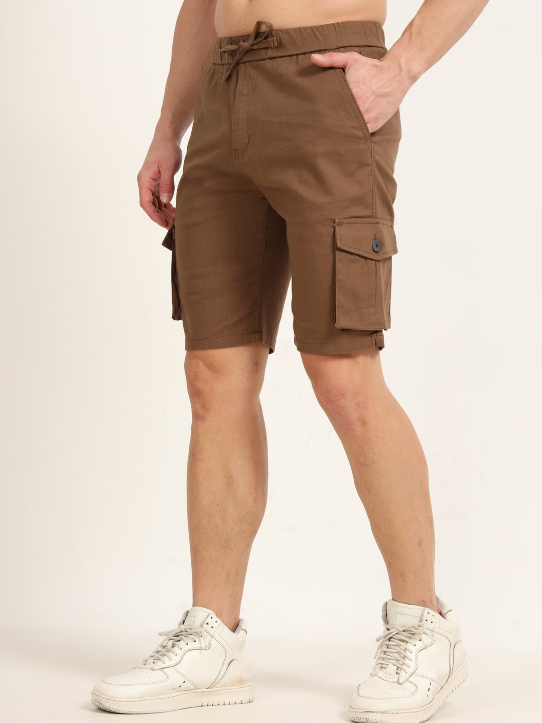 Brown Cargo Linen Shorts Men's Shorts Bushirt