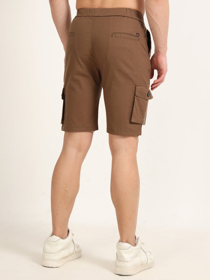 Brown Cargo Linen Shorts Men's Shorts Bushirt