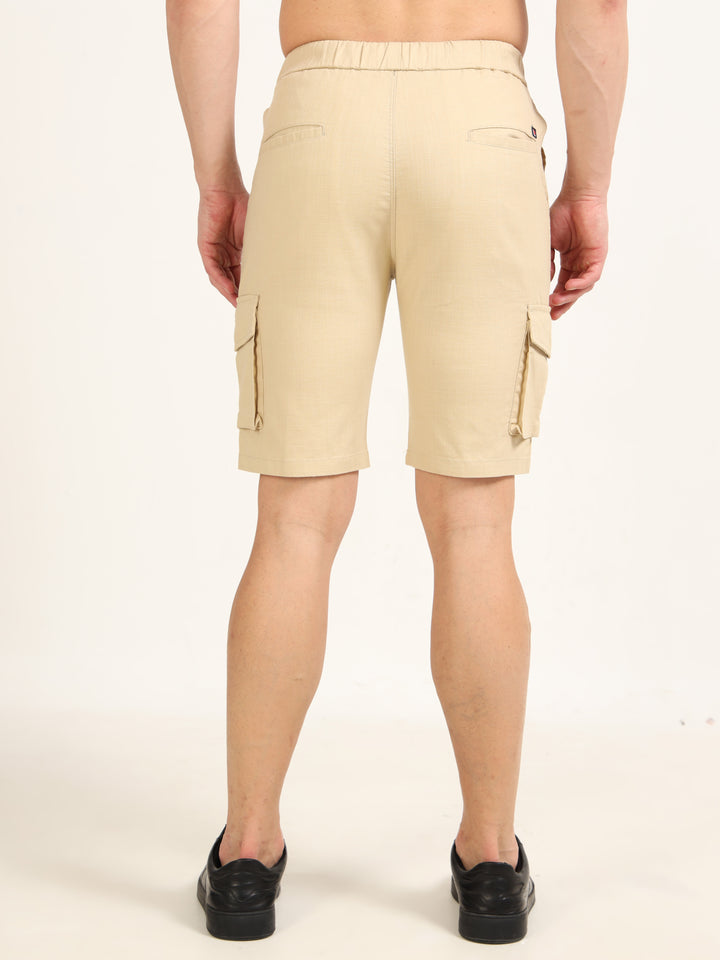 Beige Cargo Linen Shorts Men's Shorts Bushirt