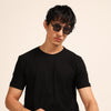 Black Textured Solid T-Shirt Plain T-Shirts Bushirt