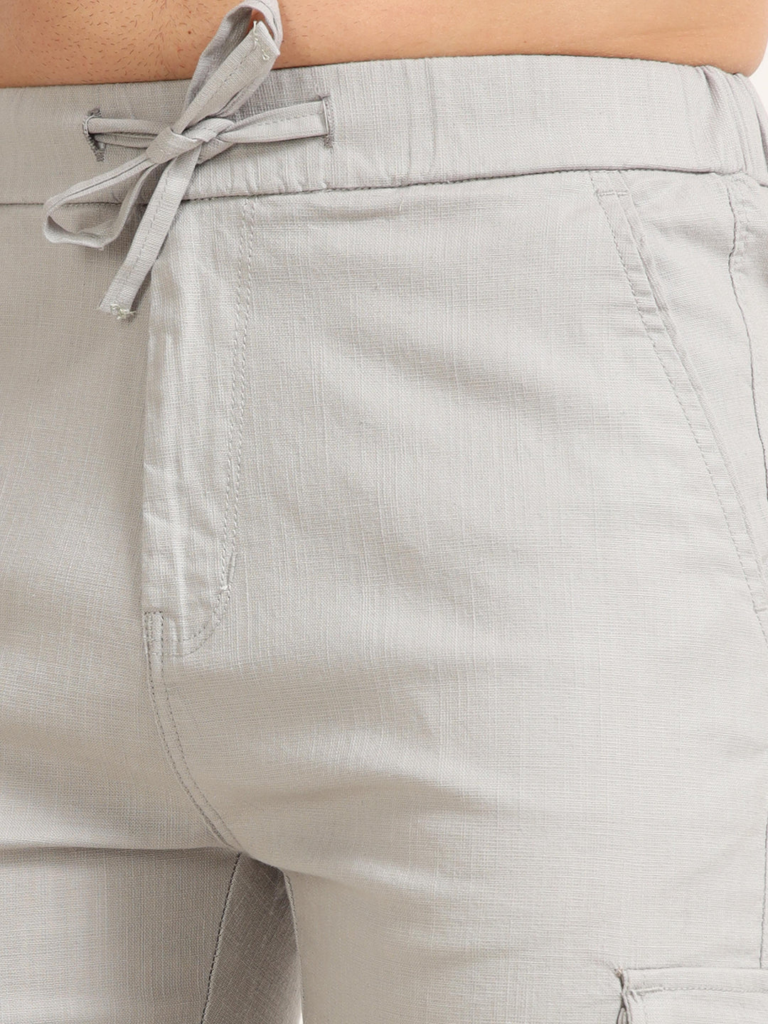 Pastel Grey Cargo Linen Shorts Men's Shorts Bushirt
