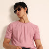 Dusty Pink Textured Solid T-Shirt Plain T-Shirts Bushirt
