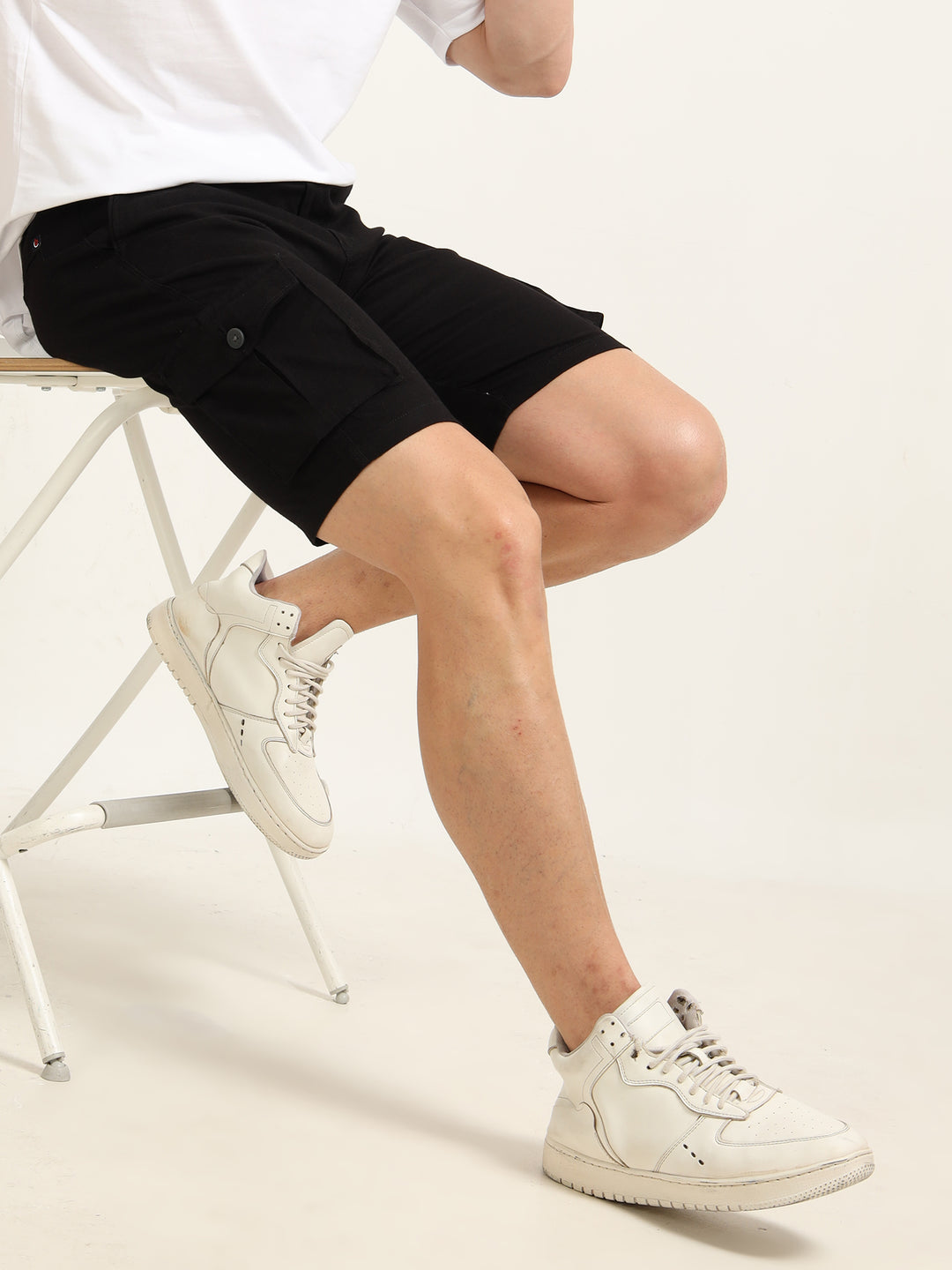 Black Cargo Linen Shorts Men's Shorts Bushirt