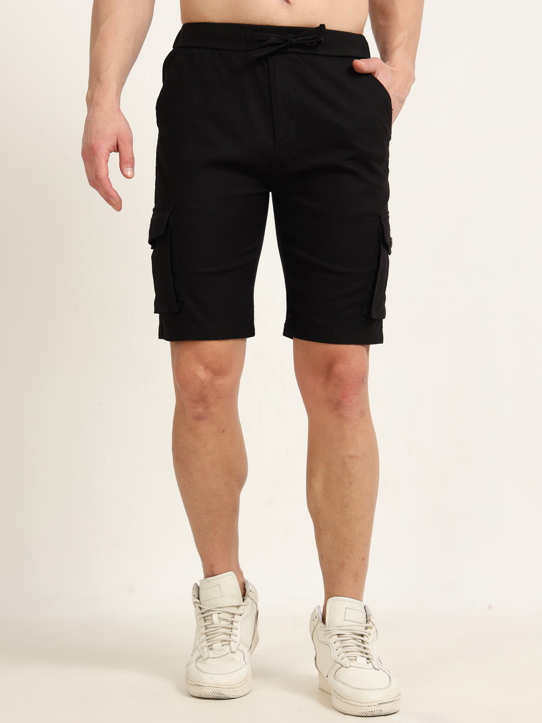Black Cargo Linen Shorts Men's Shorts Bushirt