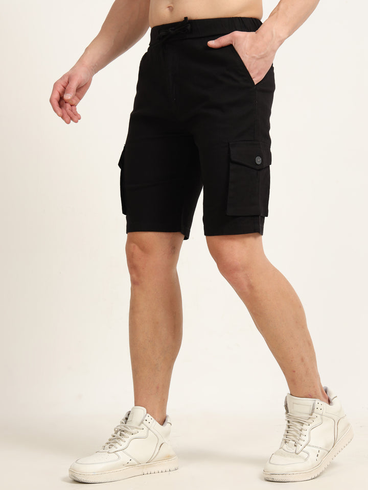 Black Cargo Linen Shorts Men's Shorts Bushirt