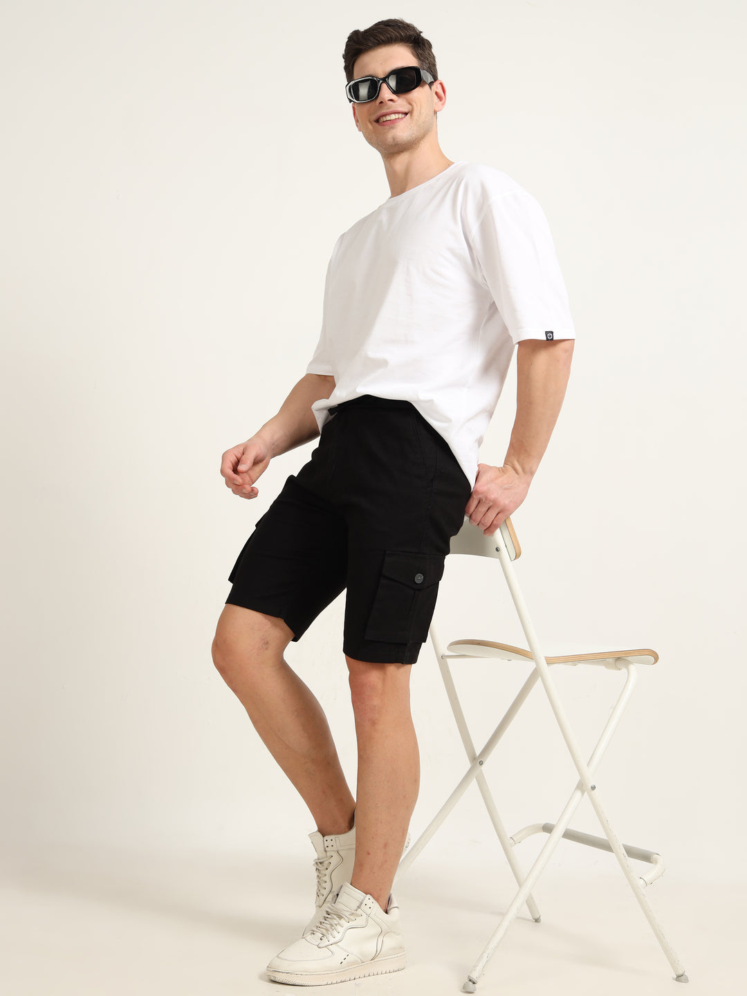 Black Cargo Linen Shorts Men's Shorts Bushirt