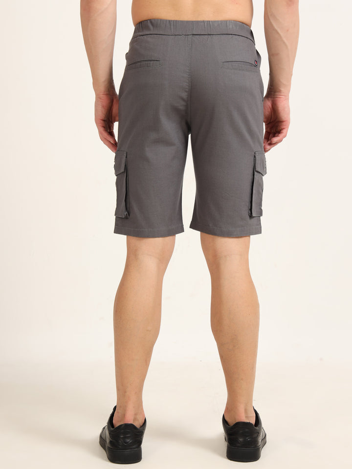 Smoke Grey Cargo Linen Shorts Men's Shorts Bushirt