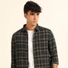 Green Regular Fit Check Shirt Checks Shirt Bushirt
