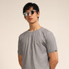 Grey Textured Solid T-Shirt Plain T-Shirts Bushirt