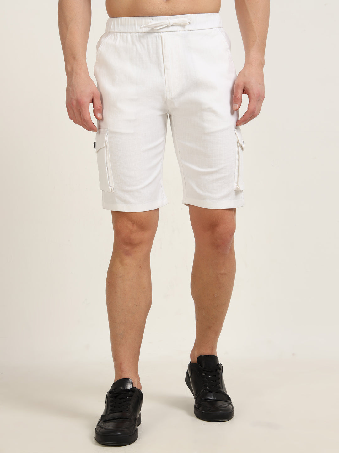 Pearl White Cargo Linen Shorts Cargo Shorts Bushirt