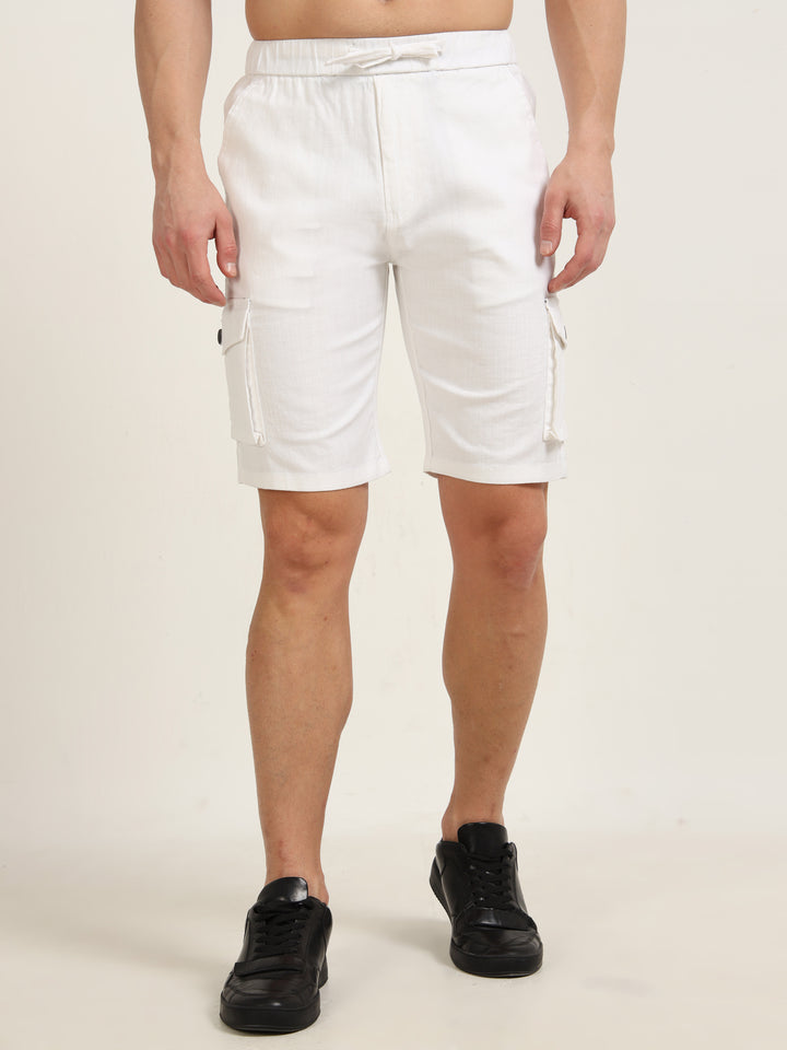 Pearl White Cargo Linen Shorts Cargo Shorts Bushirt