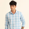 Pastel Blue Regular Fit Check Shirt Checks Shirt Bushirt