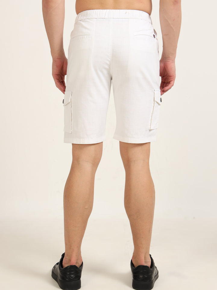 Pearl White Cargo Linen Shorts Cargo Shorts Bushirt