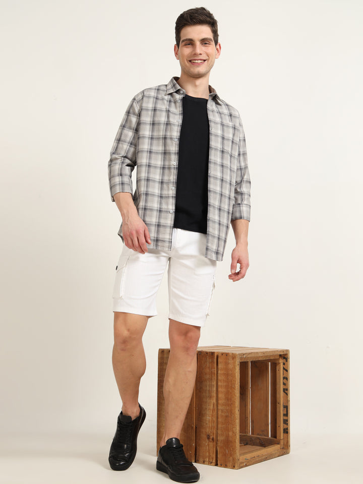 Pearl White Cargo Linen Shorts Cargo Shorts Bushirt