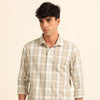 Beige Regular Fit Check Shirt Checks Shirt Bushirt