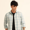 Cadet Grey Regular Fit Check Shirt Checks Shirt Bushirt