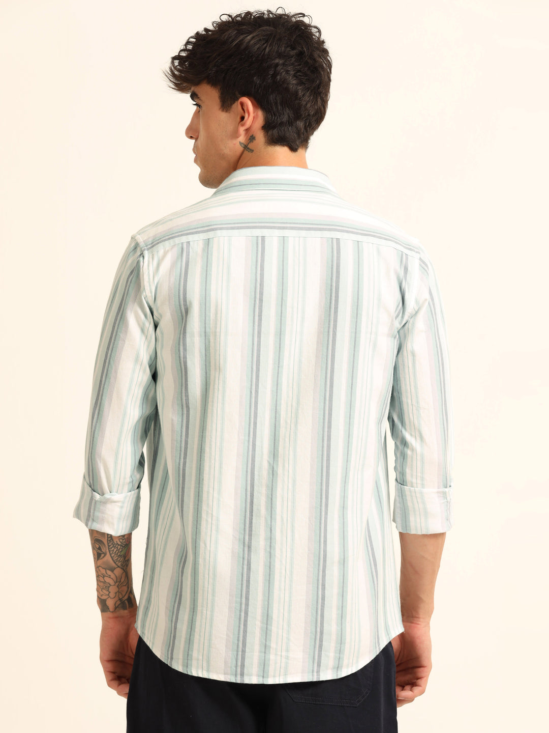 Areo Blue Stripes Shirt Stripes Shirt Bushirt