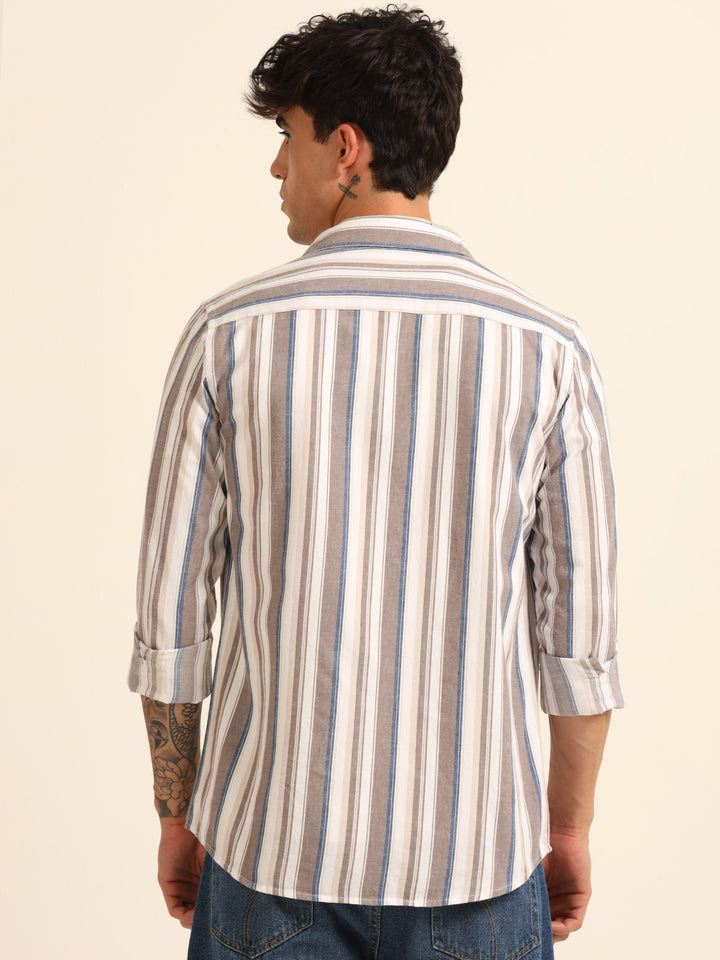 Brown Stripes Shirt Stripes Shirt Bushirt