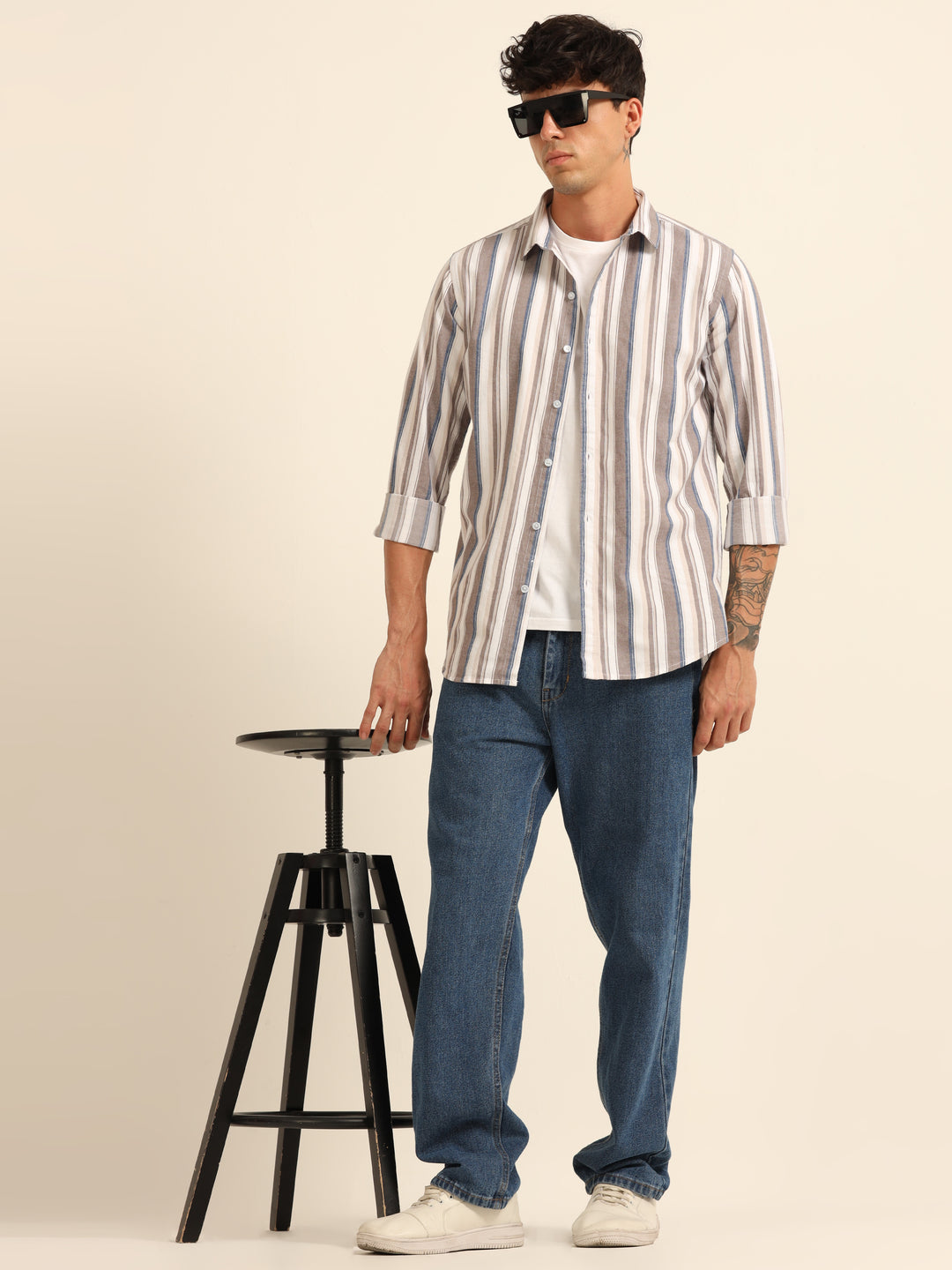 Brown Stripes Shirt Stripes Shirt Bushirt