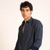 Navy Blue Regular Fit Printed Shirt Printed Shirt Bushirt