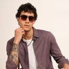 Mauve Regular Fit Textured Shirt Structured Shirt Bushirt