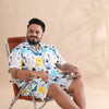 Cartoon Dino White Plus Size Co-Ords Plus Size Co-Ords Bushirt