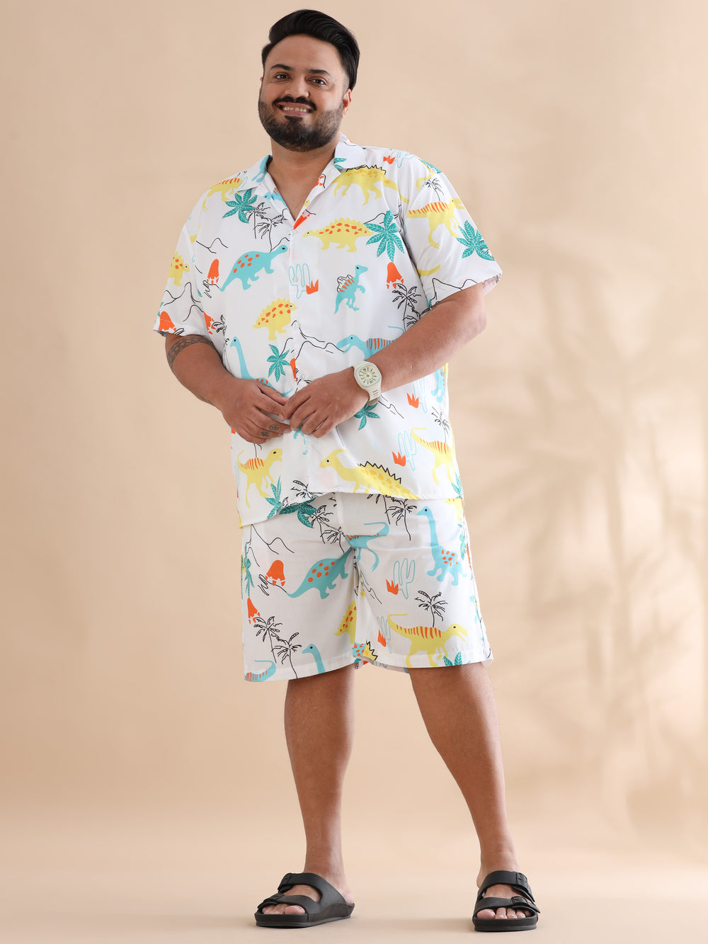 Funny Cartoon White Plus Size Co-Ords Plus Size Co-Ords Bushirt