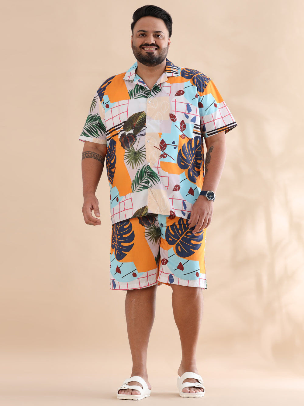 Leaflet White Plus Size Co-Ords Plus Size Co-Ords Bushirt