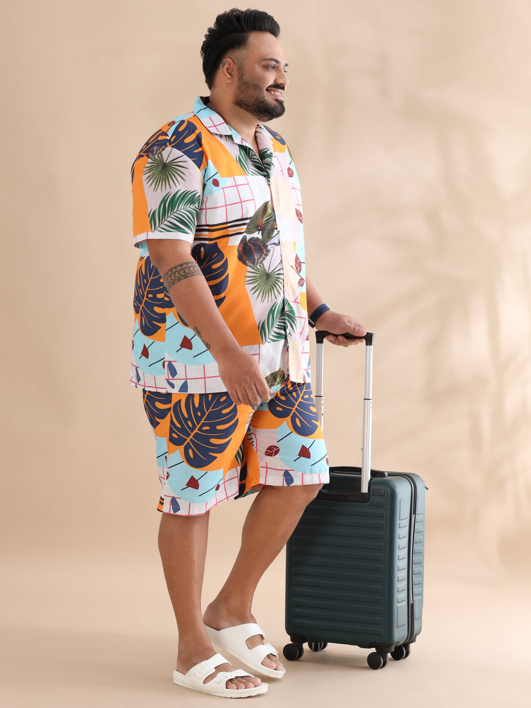 Leaflet White Plus Size Co-Ords Plus Size Co-Ords Bushirt