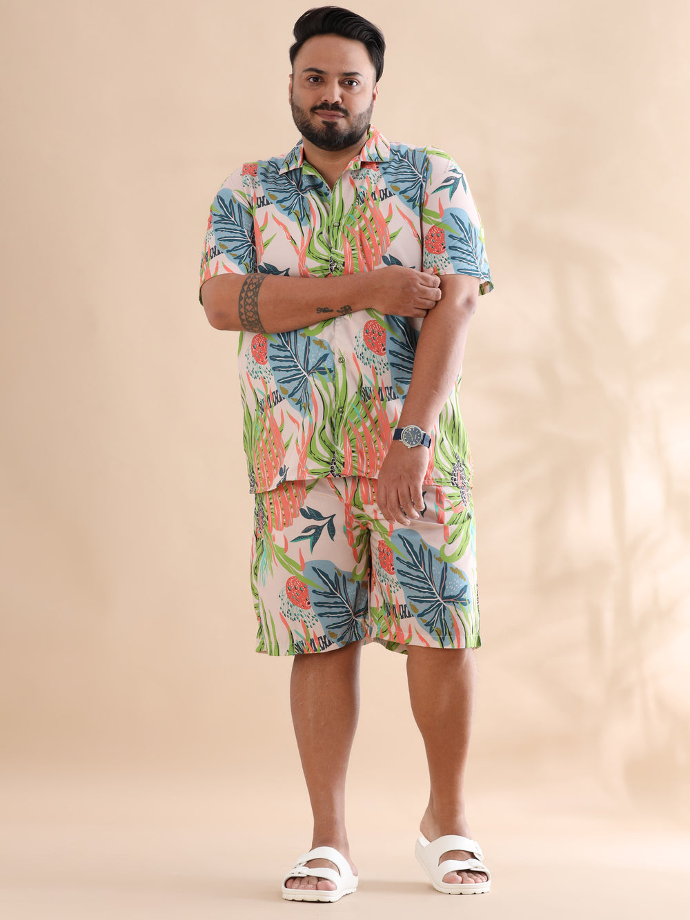 Leaflet Green Plus Size Co-Ords Plus Size Co-Ords Bushirt