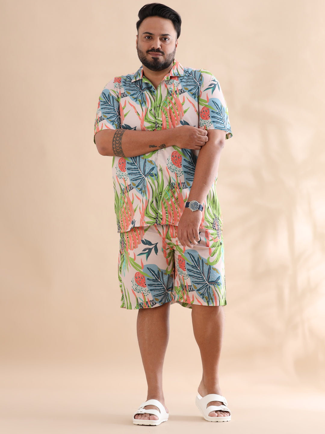 Leaflet Green Plus Size Co-Ords Plus Size Co-Ords Bushirt