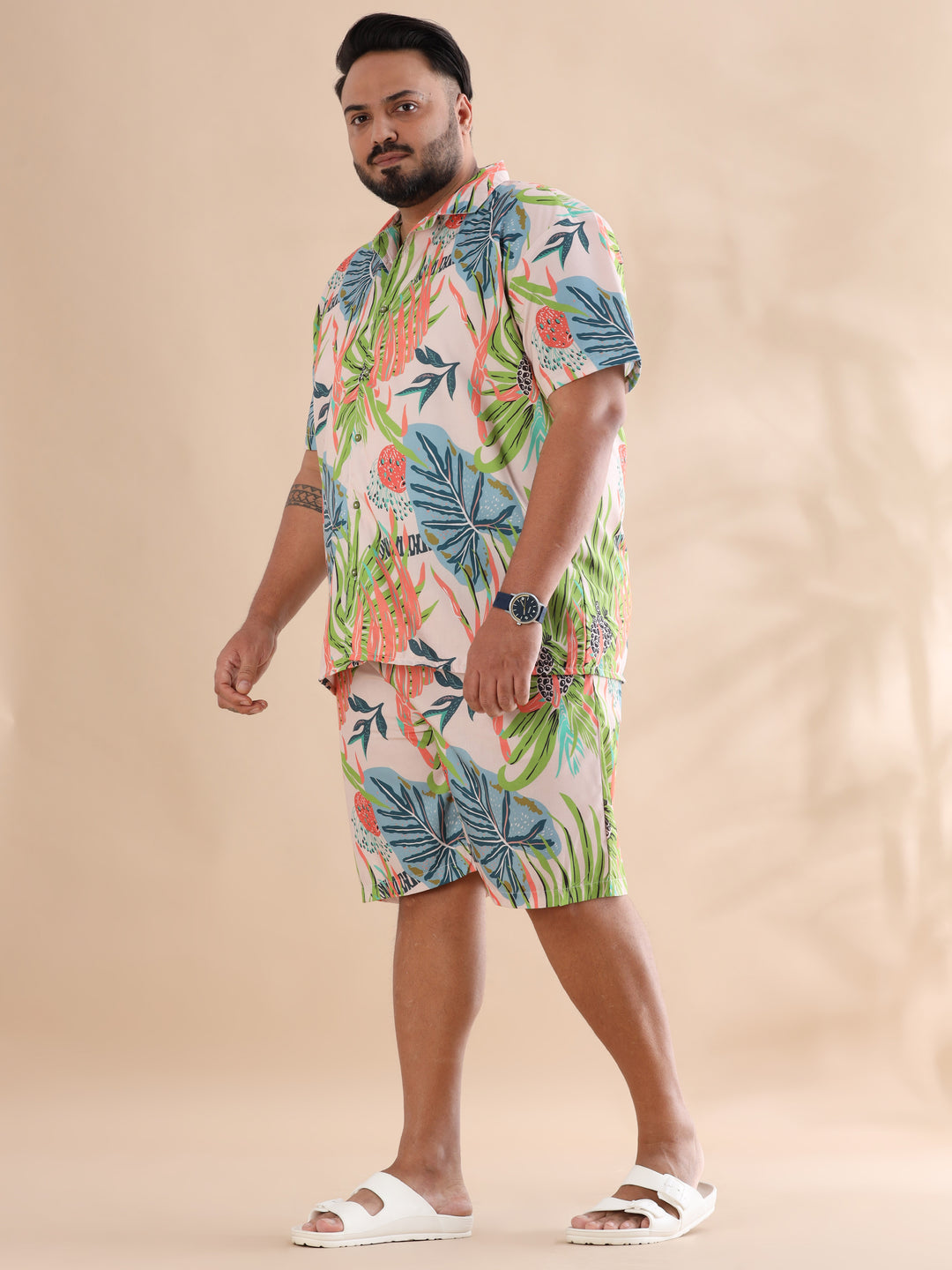 Leaflet Green Plus Size Co-Ords Plus Size Co-Ords Bushirt