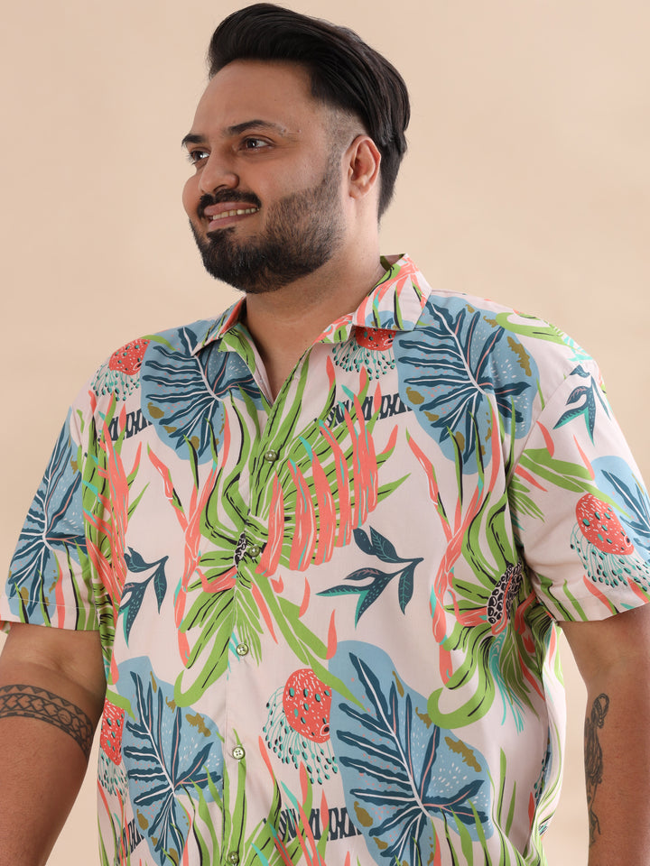 Leaflet Green Plus Size Co-Ords Plus Size Co-Ords Bushirt