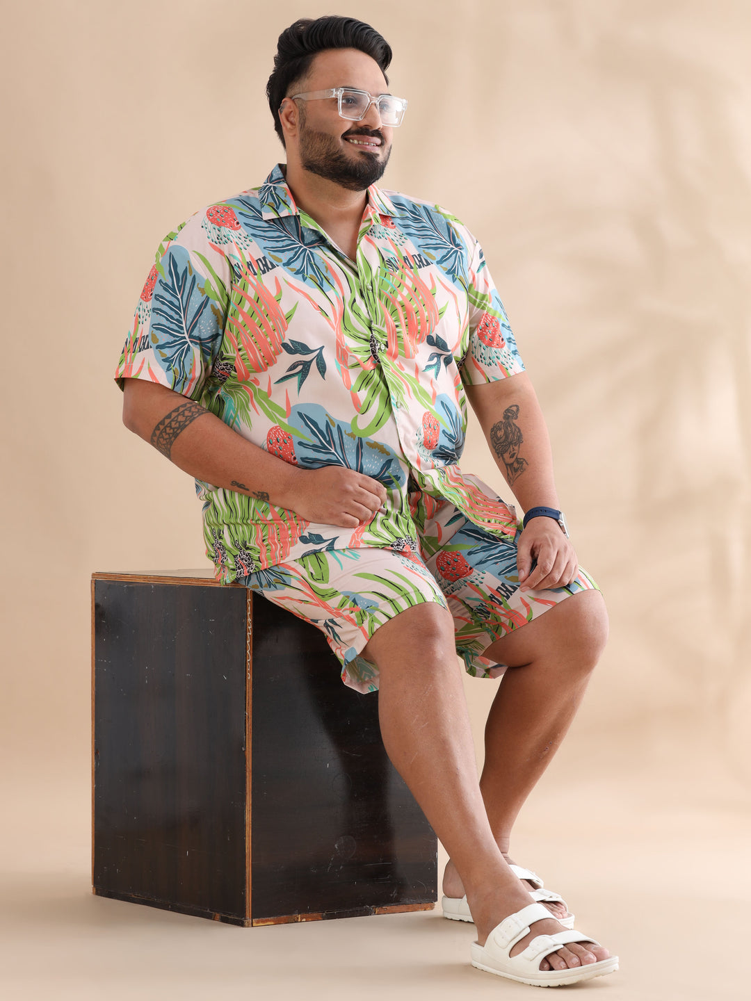 Leaflet Green Plus Size Co-Ords Plus Size Co-Ords Bushirt