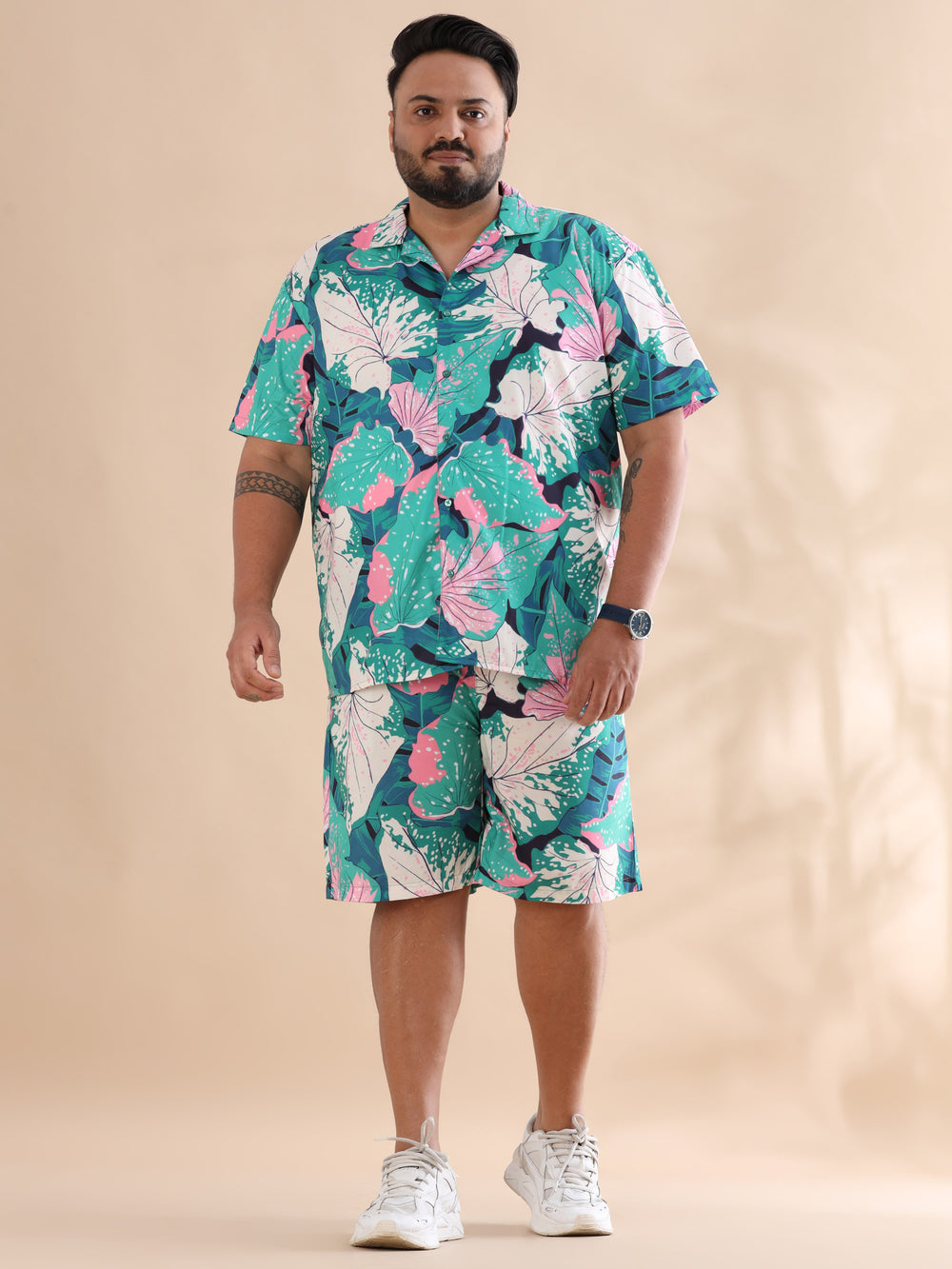 Leaflet Peach Plus Size Co-Ords Plus Size Co-Ords Bushirt