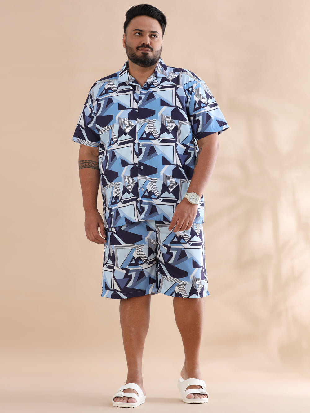 Abstract Blue Plus Size CO-Ords Plus Size Co-Ords Bushirt