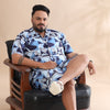 Abstract Blue Plus Size CO-Ords Plus Size Co-Ords Bushirt