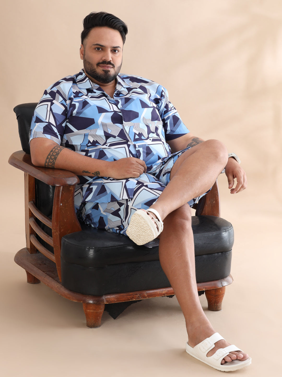 Abstract Blue Plus Size CO-Ords Plus Size Co-Ords Bushirt